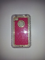 Твърд гръб Apple iPhone 4 / Apple iPhone 4S с ромбове и диаманти розов